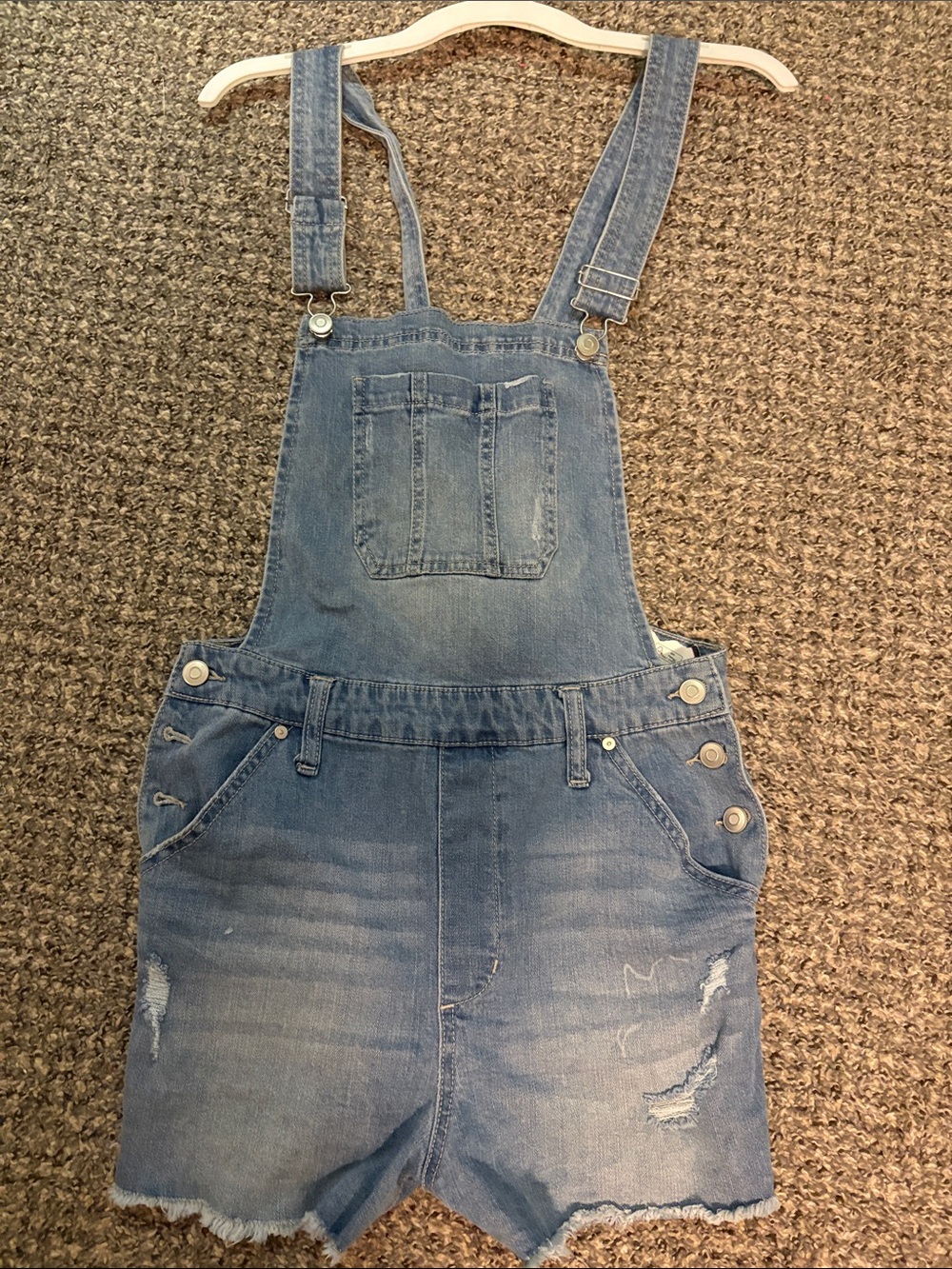 No Boundaries Blue Denim Shortall Overalls